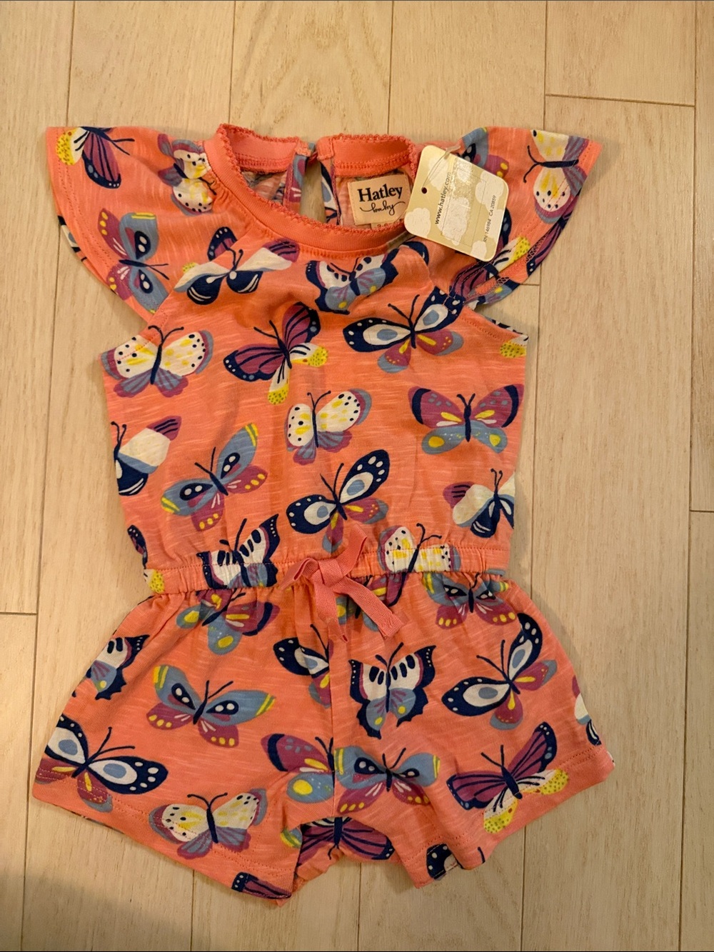 Hatley Coral Butterfly Girls' Romper
